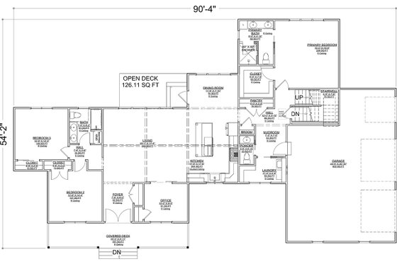 Floor Plan - Main Floor for Ranch House Plan #1116-42 - 3 bed, 2.5 bath