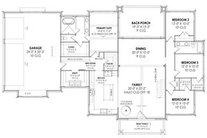 Floor Plan - Main Floor for Cabin House Plan #1096-74 - 4 bed, 2 bath