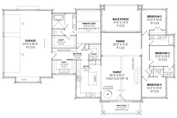 Cabin Floor Plan - Main Floor Plan #1096-74