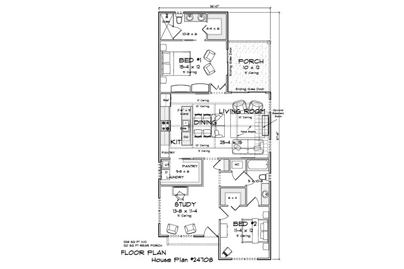 Home Plan - Floor Plan - Main Floor for Cottage House Plan #513-2500 - 2 bed, 2 bath
