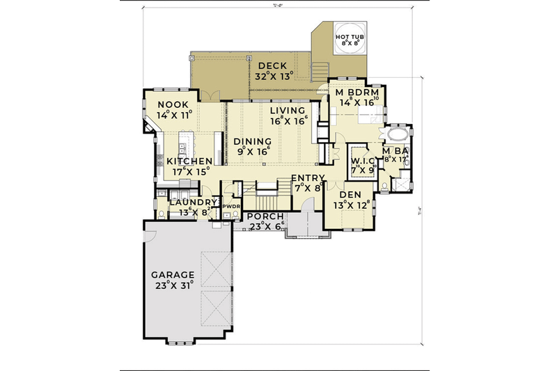House Blueprint - Floor Plan - Main Floor for European House Plan #1070-6 - 5 bed, 4 bath