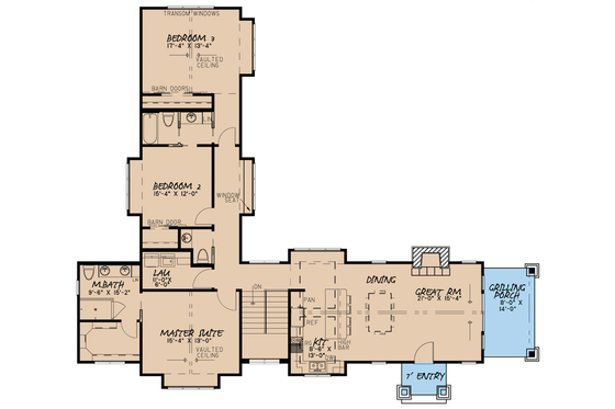 Floor Plan - Main Floor for Craftsman House Plan #923-73 - 3 bed, 3.5 bath