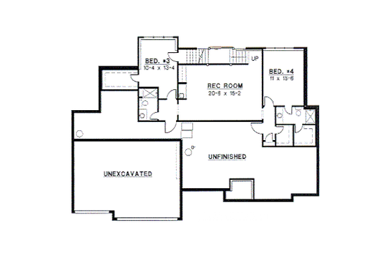 Floor Plan - Lower Floor for European House Plan #67-264 - 4 bed, 4 bath