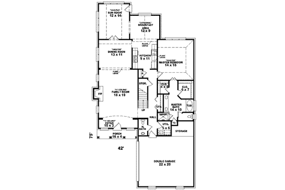 Floor Plan - Main Floor for Southern House Plan #81-931 - 3 bed, 2.5 bath