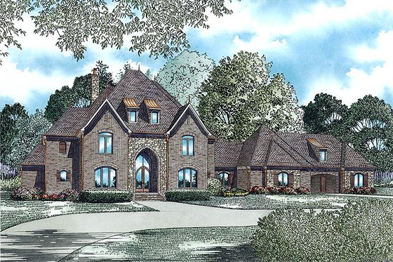 European style home, front elevation