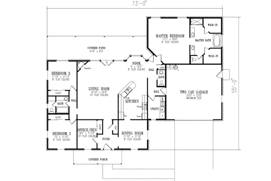 Floor Plan - Main Floor for Traditional House Plan #1-540 - 4 bed, 2.5 bath