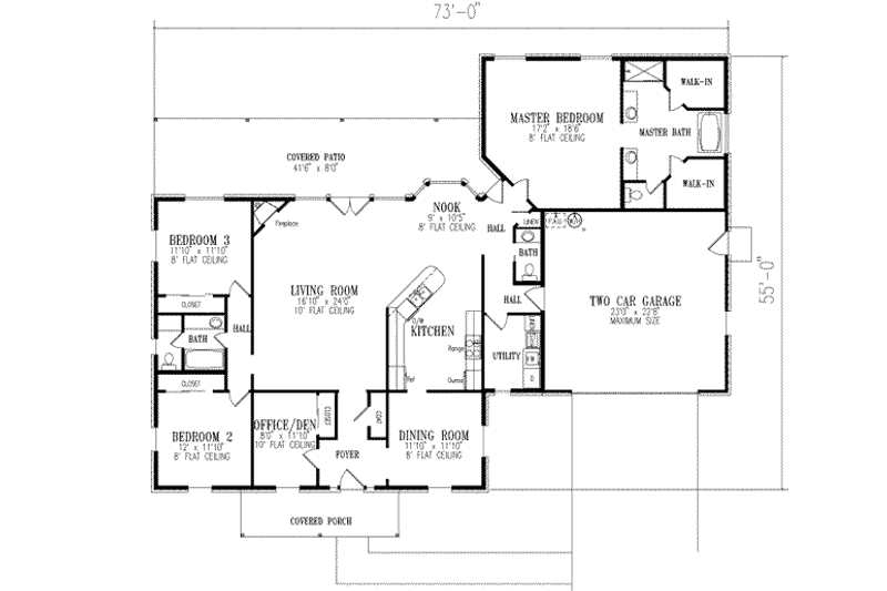 Dream House Plan - Floor Plan - Main Floor for Traditional House Plan #1-540 - 4 bed, 2.5 bath