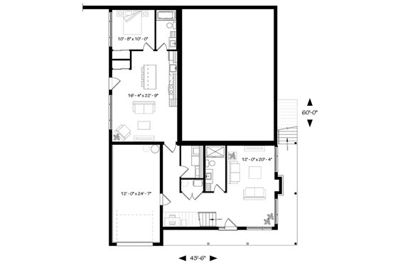 Floor Plan - Lower Floor for Contemporary House Plan #23-2314 - 4 bed, 3 bath