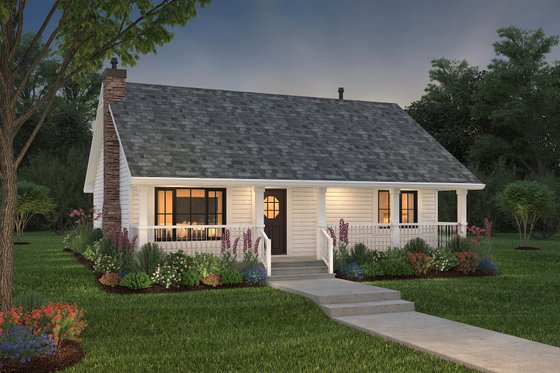 Exterior - Front Elevation 5 for Ranch House Plan #18-327 - 2 bed, 1 bath