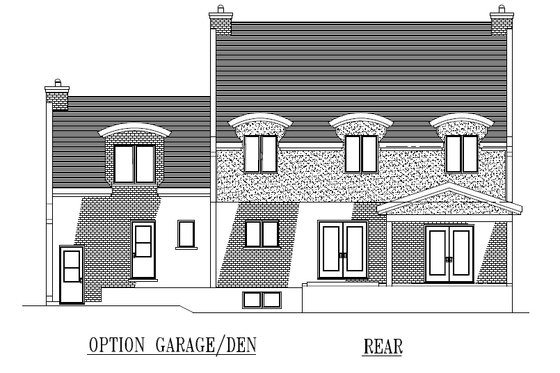 Exterior - Rear Elevation for European House Plan #138-285 - 4 bed, 2.5 bath