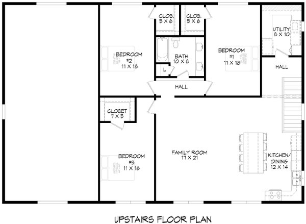 Farmhouse Floor Plan - Upper Floor Plan #932-1060