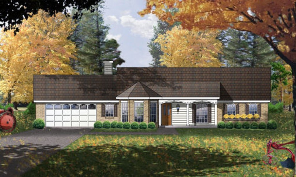 Exterior - Front Elevation 2 for Traditional House Plan #40-411 - 3 bed, 2 bath