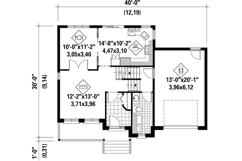 Home Plan - Floor Plan - Main Floor for Traditional House Plan #25-4577 - 3 bed, 1 bath