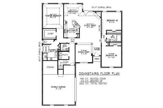 Floor Plan - Main Floor for European House Plan #424-2 - 4 bed, 3.5 bath