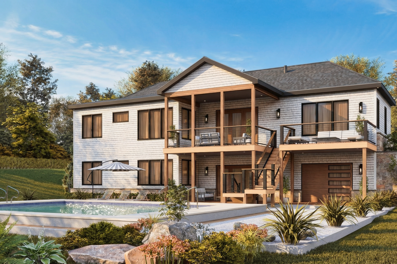 Home Plan - Exterior - Rear Elevation 1 for Contemporary House Plan #54-688 - 3 bed, 2 bath