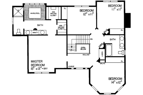 Floor Plan - Upper Floor for Victorian House Plan #72-149 - 4 bed, 2.5 bath