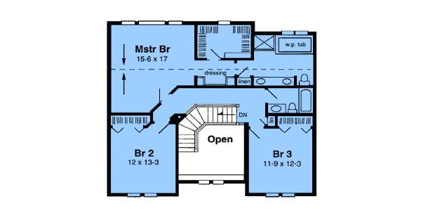 Floor Plan - Upper Floor for Craftsman House Plan #312-146 - 3 bed, 2.5 bath