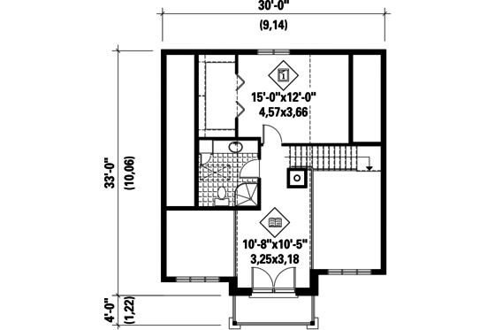Floor Plan - Upper Floor for Cabin House Plan #25-4616 - 3 bed, 2 bath