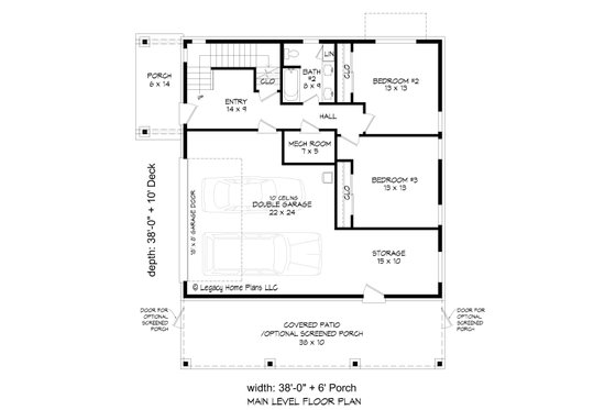 Floor Plan - Main Floor for Contemporary House Plan #932-893 - 3 bed, 2.5 bath