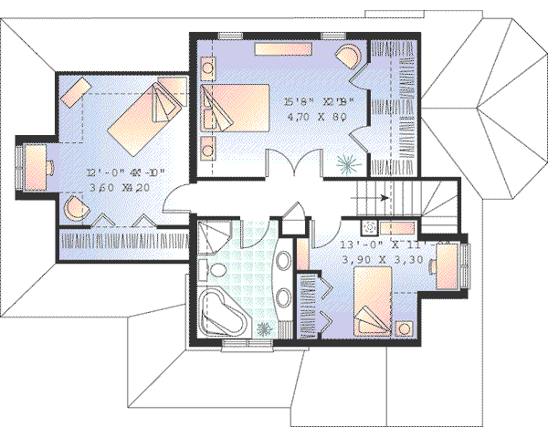 House Plan Design - European Floor Plan - Upper Floor Plan #23-380