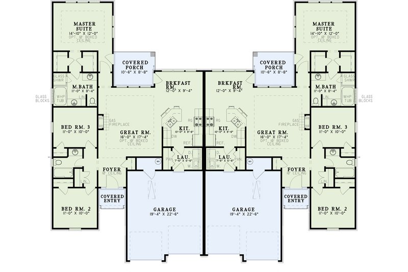 House Blueprint - Floor Plan - Main Floor for European House Plan #17-1080 - 3 bed, 2 bath