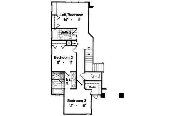 Floor Plan - Upper Floor for European House Plan #417-290 - 4 bed, 3.5 bath