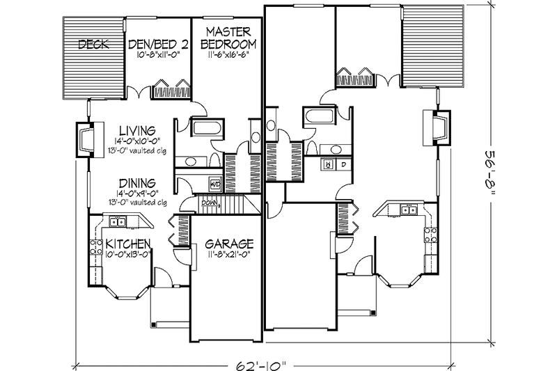 Home Plan - Floor Plan - Main Floor for Prairie House Plan #320-1152 - 1 bed, 1 bath
