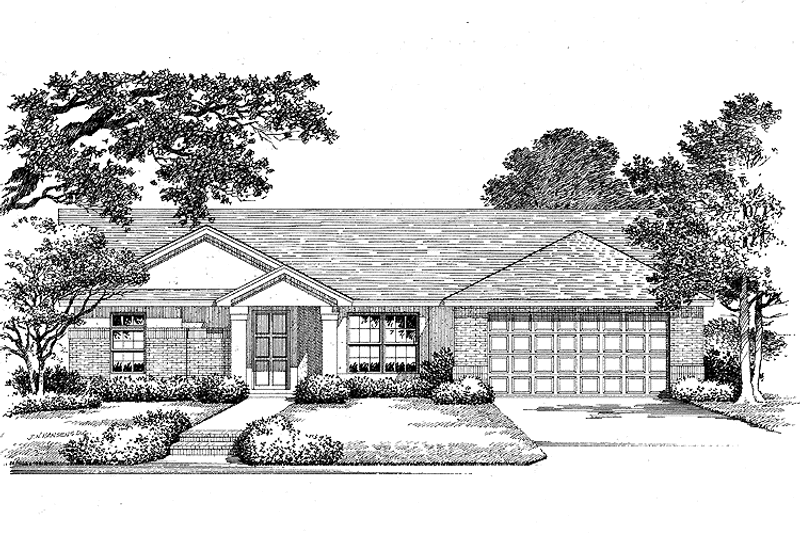 Home Plan - Exterior - Front Elevation 3 for Ranch House Plan #999-41 - 3 bed, 2 bath