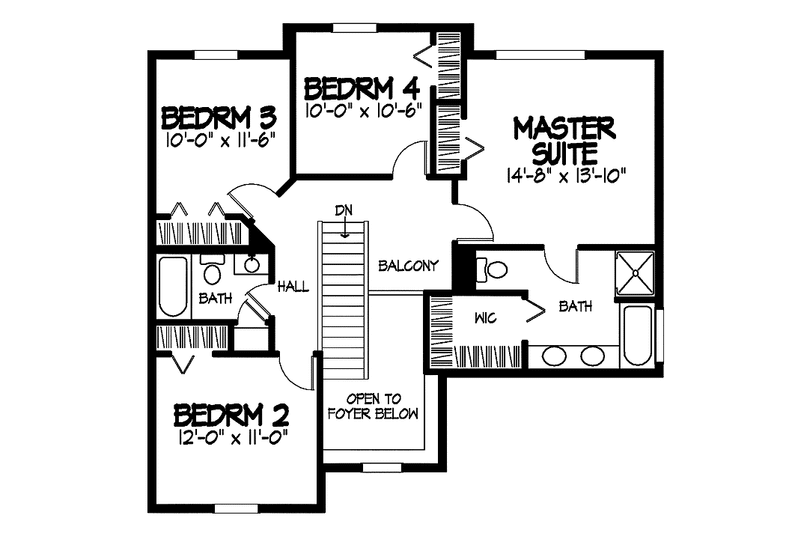 House Plan Design - Floor Plan - Upper Floor for Colonial House Plan #320-871 - 4 bed, 2.5 bath