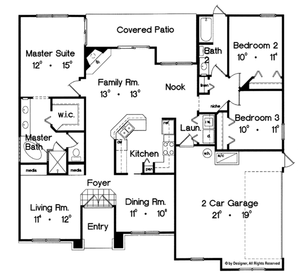House Design - Mediterranean Floor Plan - Main Floor Plan #417-838