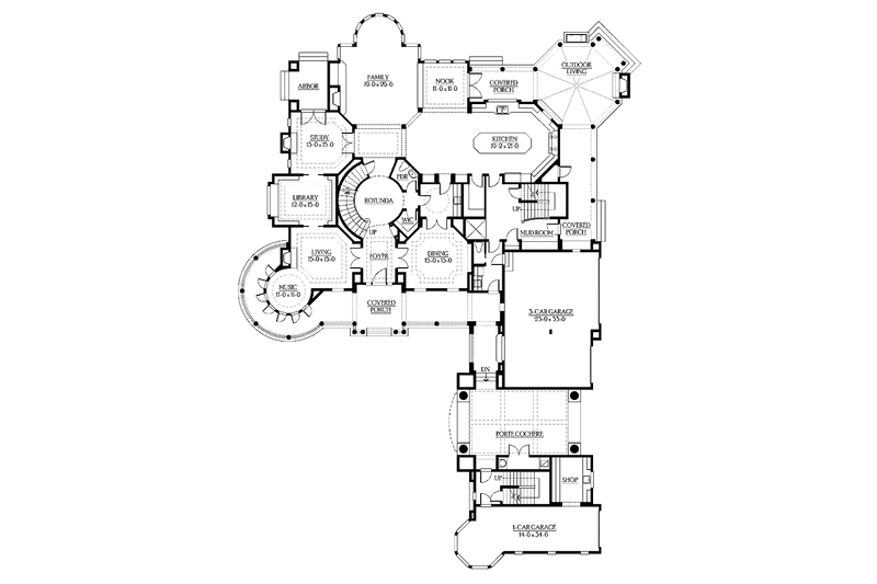 Dream House Plan - Floor Plan - Main Floor for Craftsman House Plan #132-353 - 4 bed, 5 bath
