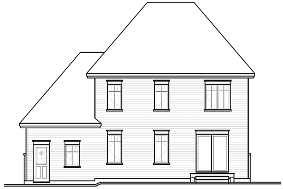 Exterior - Rear Elevation for European House Plan #23-2457 - 3 bed, 1.5 bath