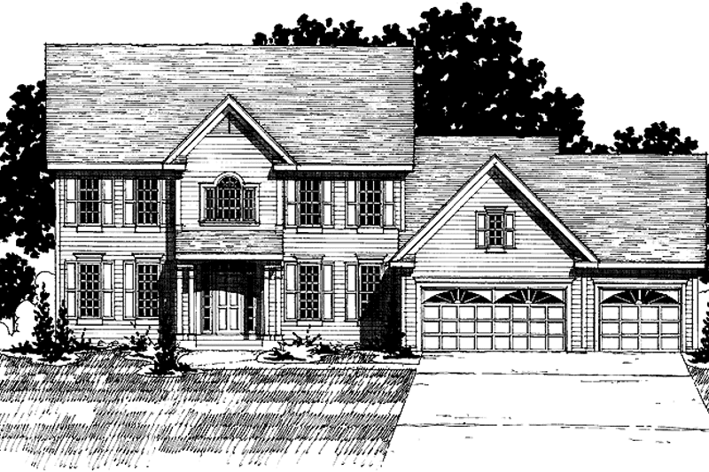Home Plan - Exterior - Front Elevation 3 for Classical House Plan #320-878 - 4 bed, 2.5 bath