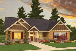 Exterior - Front Elevation 3 for Craftsman House Plan #943-45 - 3 bed, 2 bath