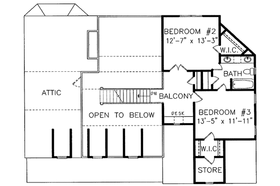 Floor Plan - Upper Floor for Country House Plan #54-210 - 3 bed, 2.5 bath