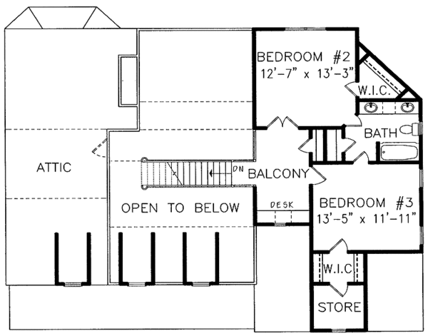 Architectural House Design - Country Floor Plan - Upper Floor Plan #54-210