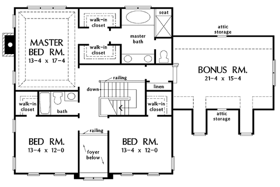 Floor Plan - Upper Floor for Classical House Plan #929-679 - 4 bed, 3 bath