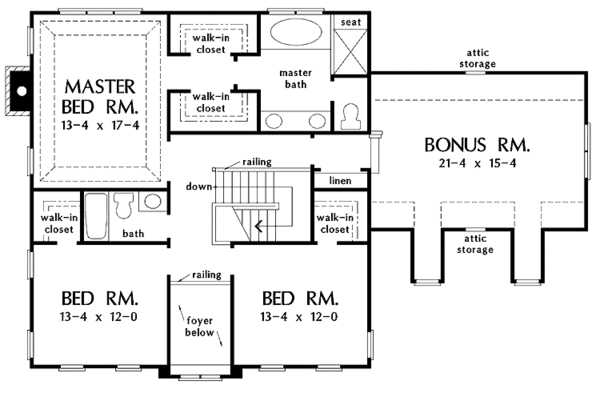Architectural House Design - Classical Floor Plan - Upper Floor Plan #929-679