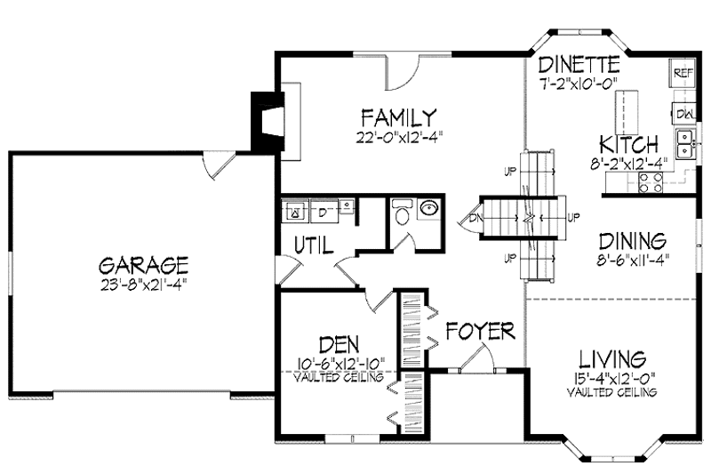 Architectural House Design - Floor Plan - Main Floor for Colonial House Plan #51-706 - 3 bed, 2.5 bath