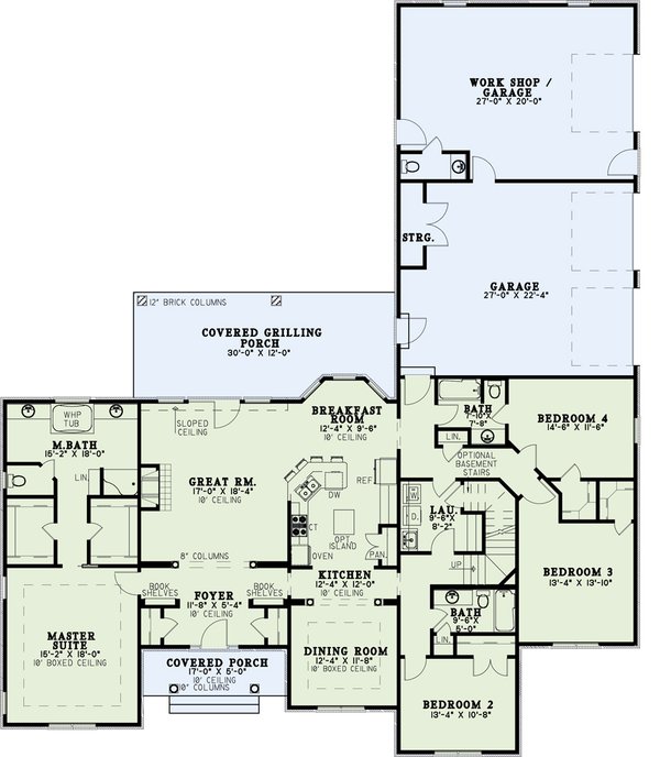 House Plan Design - Country Floor Plan - Main Floor Plan #17-2914