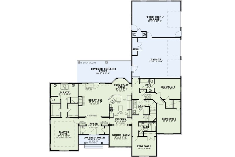 Home Plan - Floor Plan - Main Floor for Country House Plan #17-2914 - 4 bed, 3.5 bath