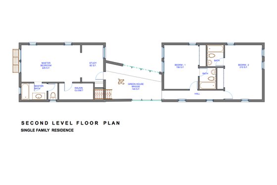 Floor Plan - Upper Floor for Modern House Plan #535-3 - 3 bed, 4.5 bath