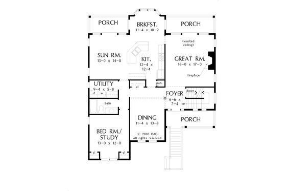Floor Plan - Main Floor for Country House Plan #929-526 - 4 bed, 3 bath