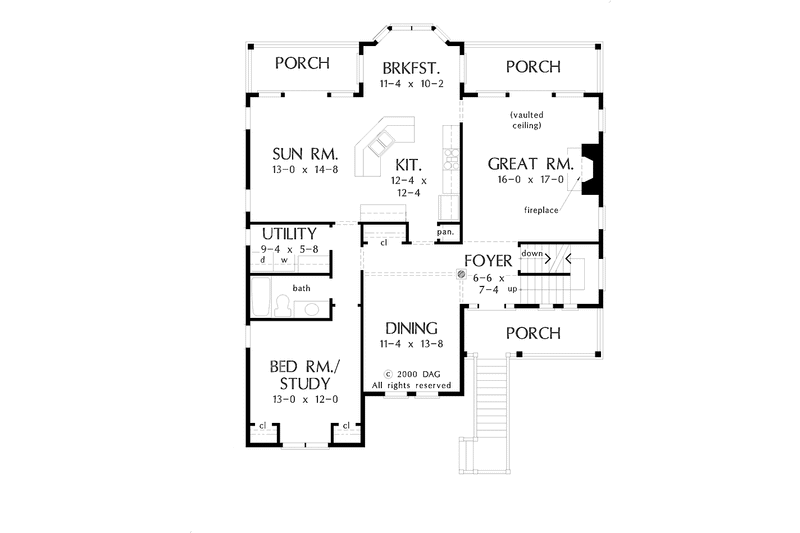 Home Plan - Floor Plan - Main Floor for Country House Plan #929-526 - 4 bed, 3 bath