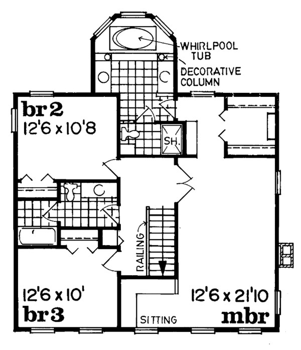 Architectural House Design - Classical Floor Plan - Upper Floor Plan #47-744
