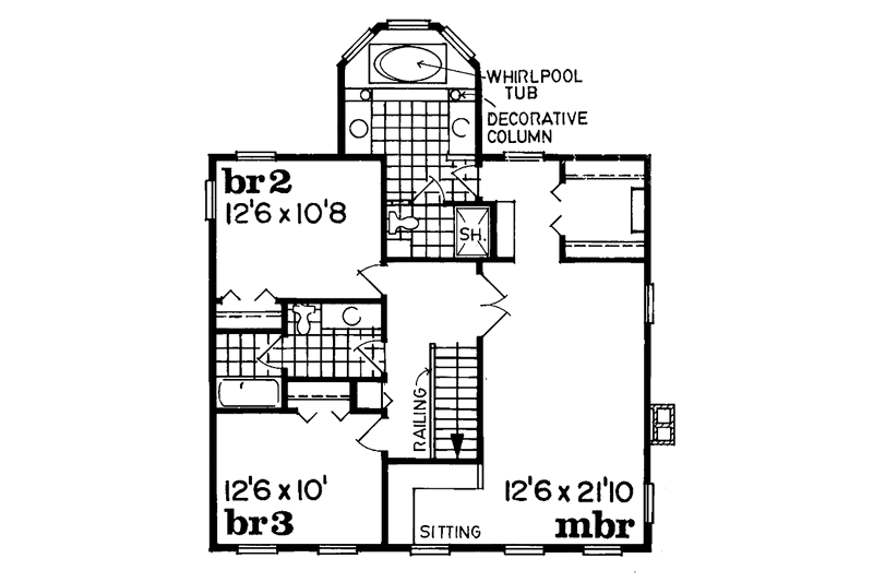 Home Plan - Floor Plan - Upper Floor for Classical House Plan #47-744 - 3 bed, 2.5 bath