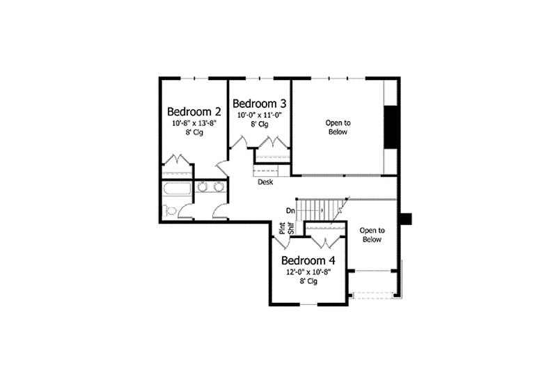 Home Plan - Floor Plan - Upper Floor for Colonial House Plan #51-1034 - 4 bed, 2.5 bath