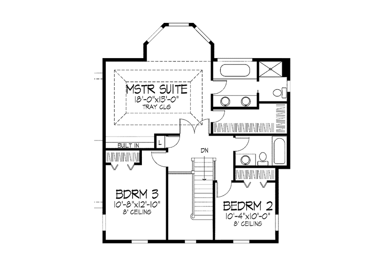 Home Plan - Floor Plan - Upper Floor for European House Plan #51-726 - 3 bed, 2.5 bath