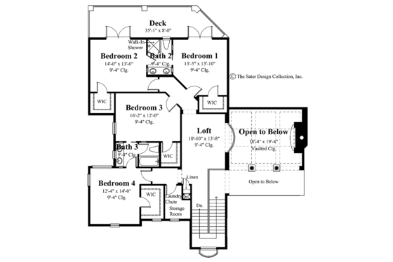 Floor Plan - Upper Floor for Mediterranean House Plan #930-334 - 6 bed, 4.5 bath