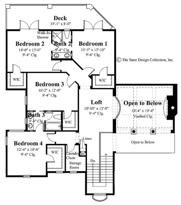 House Blueprint - Mediterranean Floor Plan - Upper Floor Plan #930-334